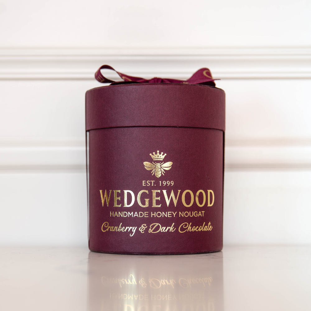 Honey Nougat 20 x Cranberry & Dark Choc Bon Bons - Maroon - Small Hat Box | Wedgewood Nougat