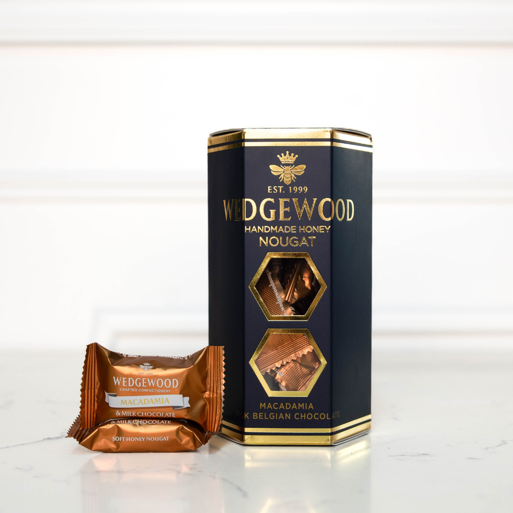 Wedgewood Hex Gift Box - Milk Chocolate & Macadamia Flavour containing 10 Bon bons | Wedgewood Nougat